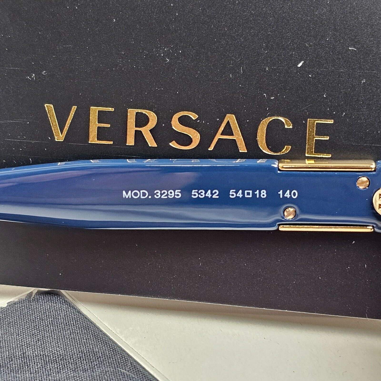 Versace Sunglasses Dark Blue Gold Medusa Square Rectangle MOD VE 3295 5342 54mm