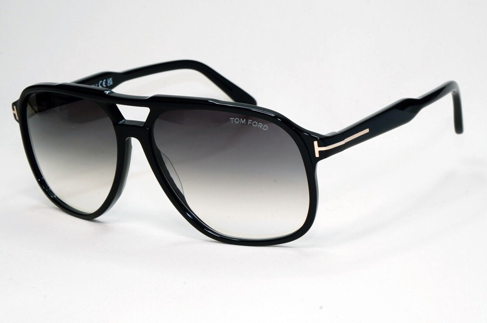 Tom Ford Sunglasses Raoul Black Glossy Pilot Gradient Grey TF 753 FT0753 01B