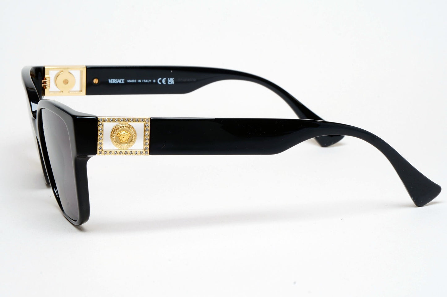 Versace Sunglasses Black Gold Medusa Diamante Square MOD VE 3329-B GB1 52mm