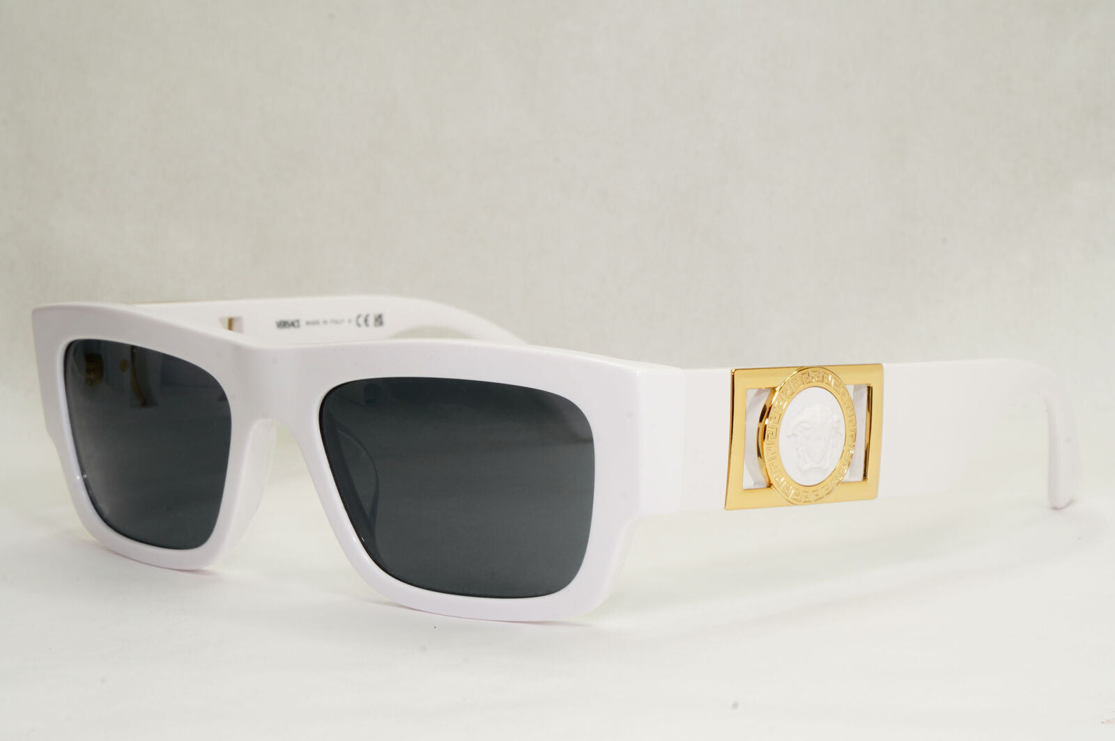 Versace Sunglasses White Gold Medusa Grey Square MOD VE 4416-U 314/87 53mm