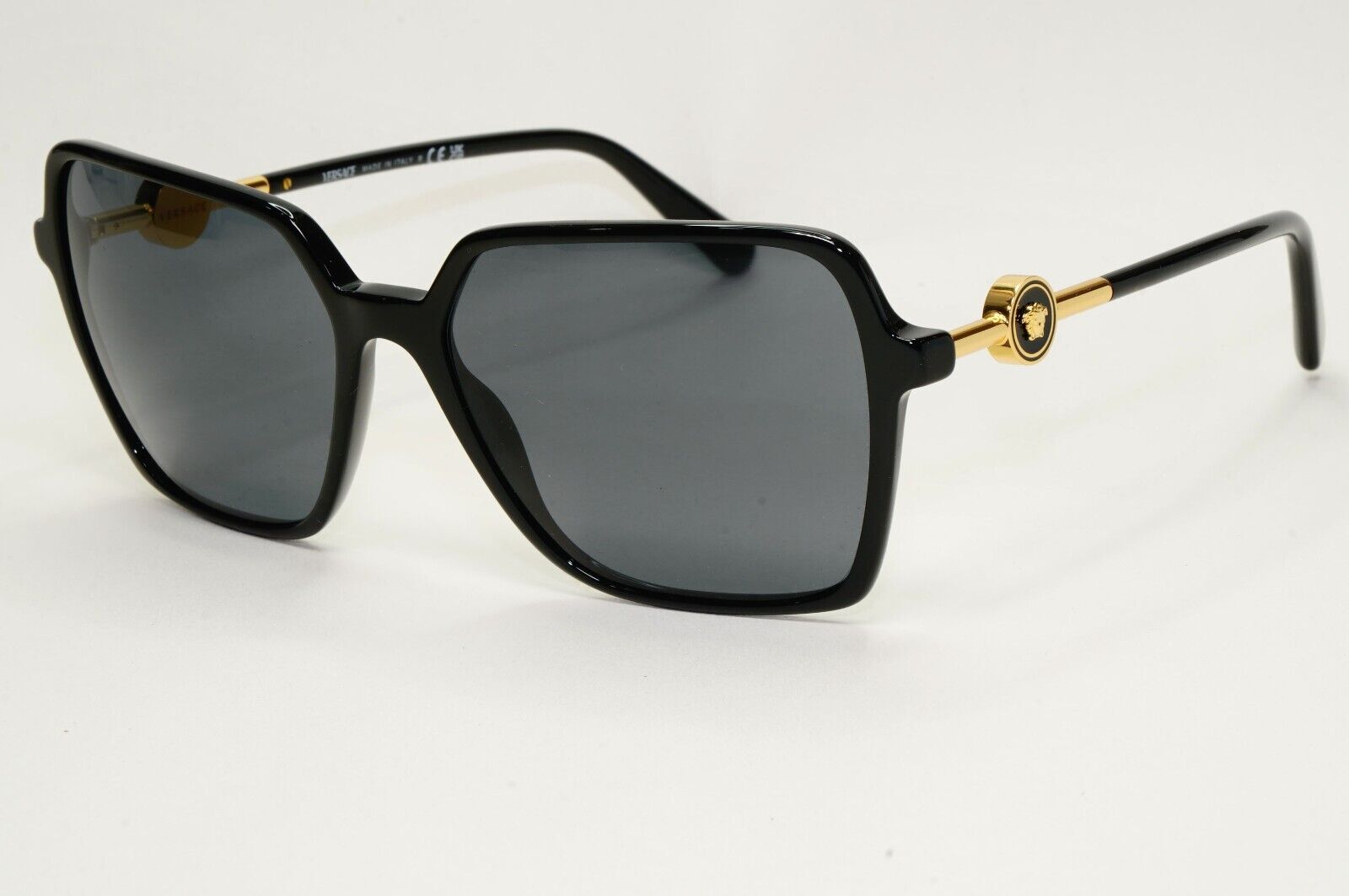 Versace Sunglasses Black Gold Medusa Square Dark Grey MOD VE 4396 GB1/87 58mm