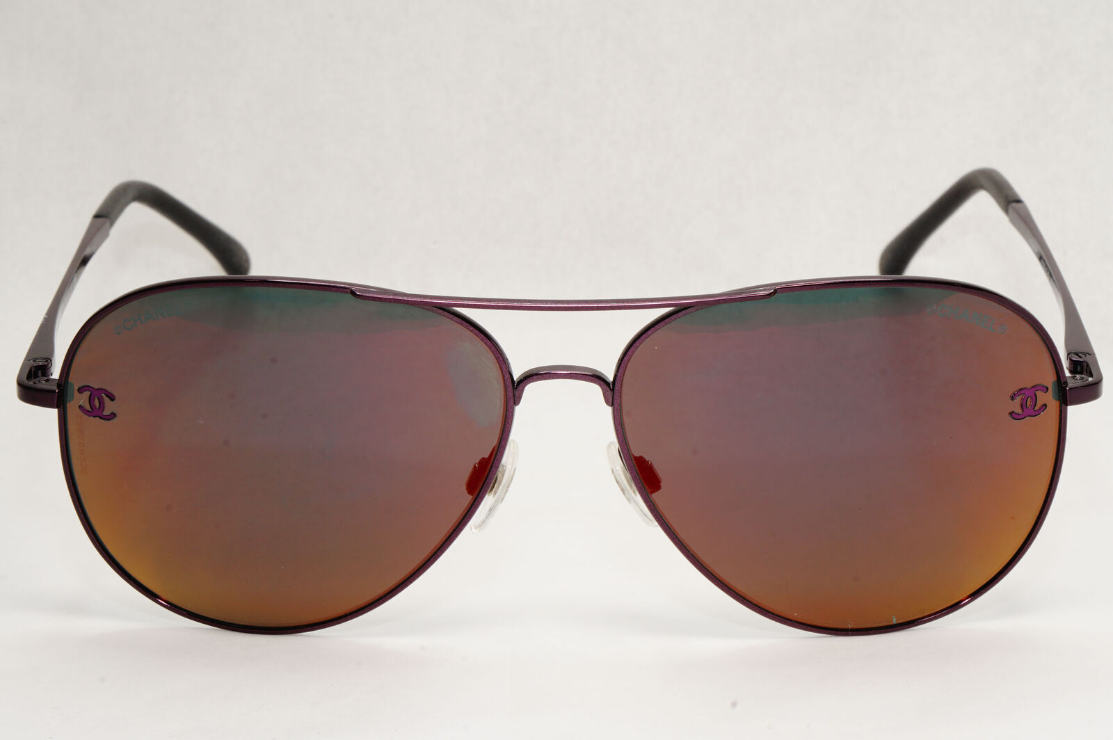 Chanel Sunglasses Grey Mauve Dark Purple Leather Pilot 4189-T-Q c.467/C1