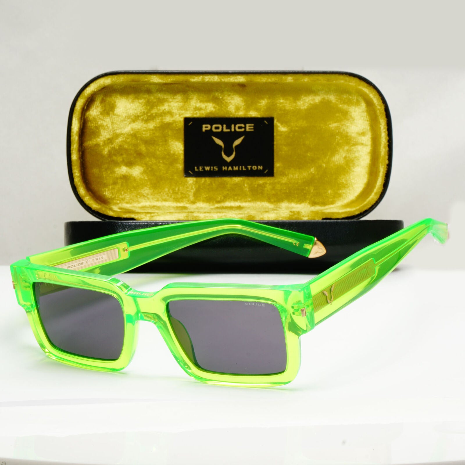 Police F1 Lewis Hamilton Sunglasses Green Transparent Lime SPL E14V COL 0VC1