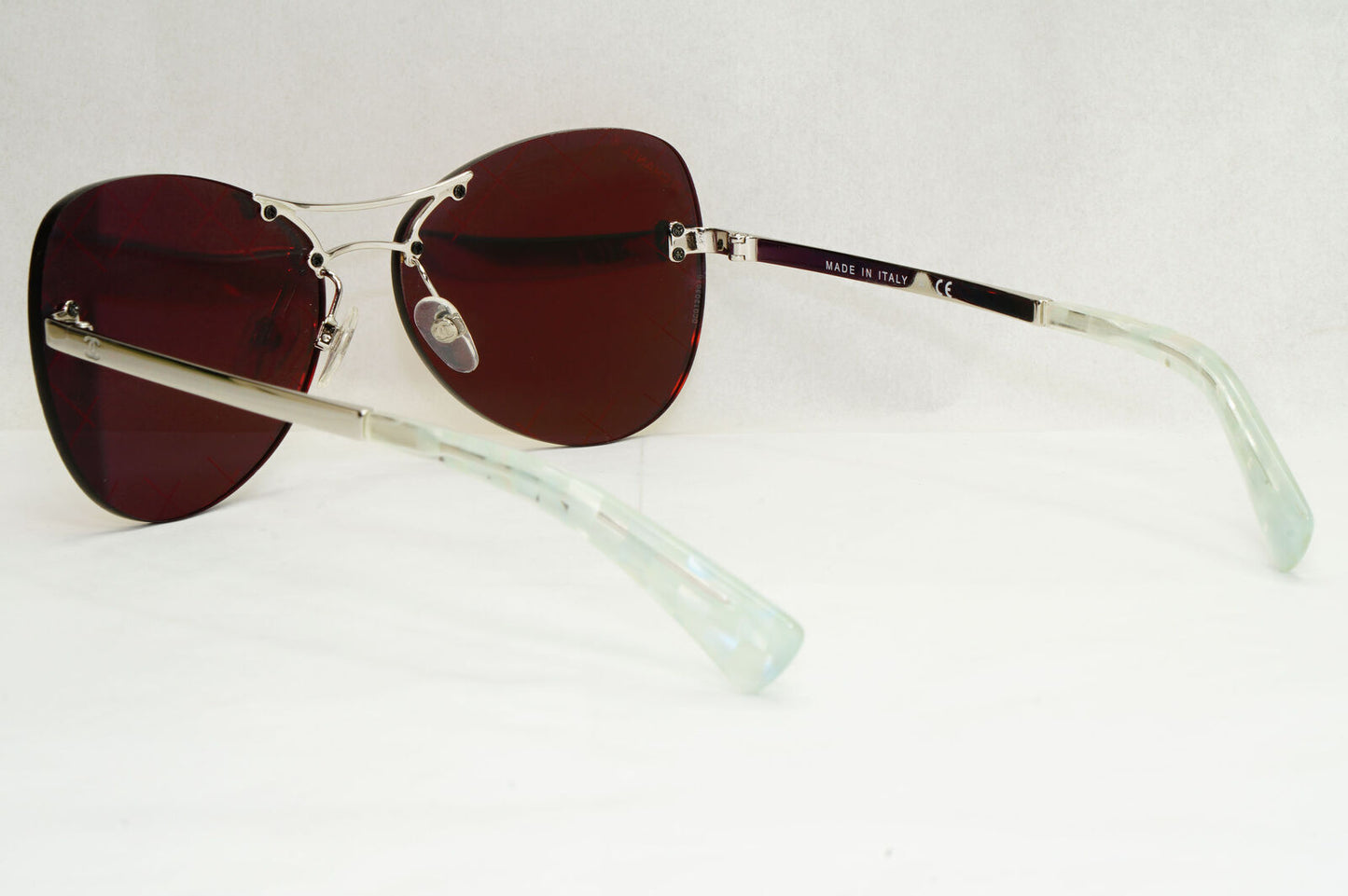 Chanel Sunglasses Mirrored Orange Yellow Silver Rimless 4218 c.124/6Q