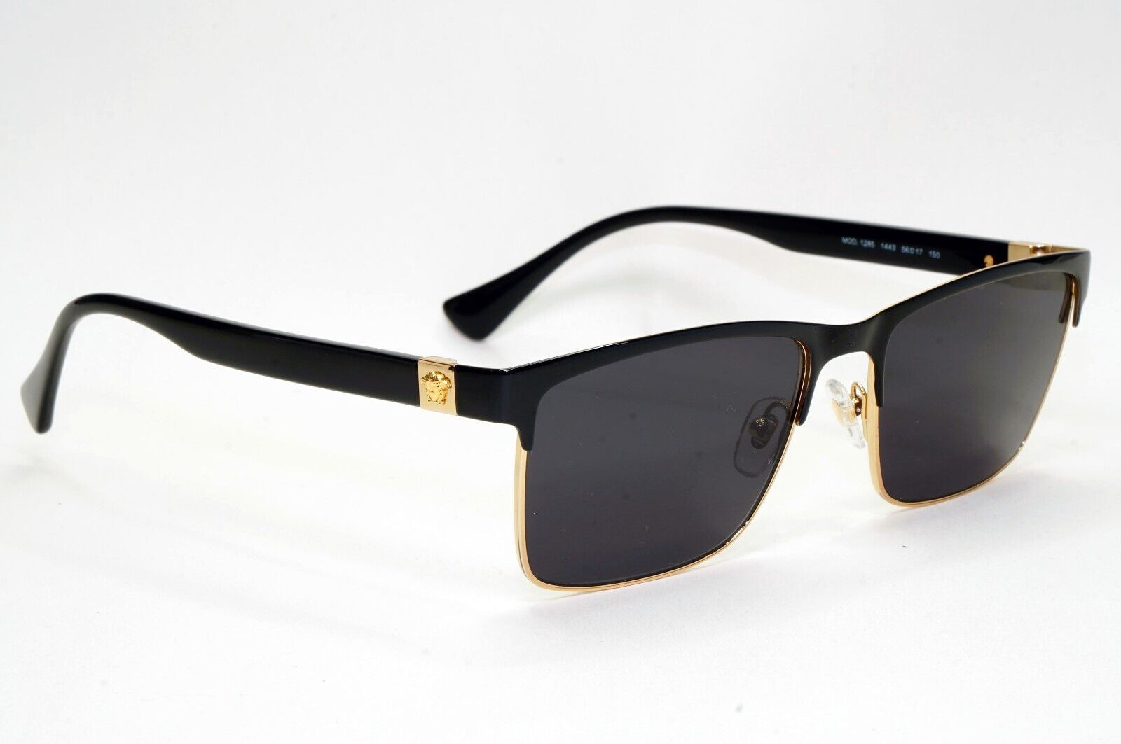 Versace Sunglasses Black Gold Medusa Metal Square MOD VE 1285 1443 56mm