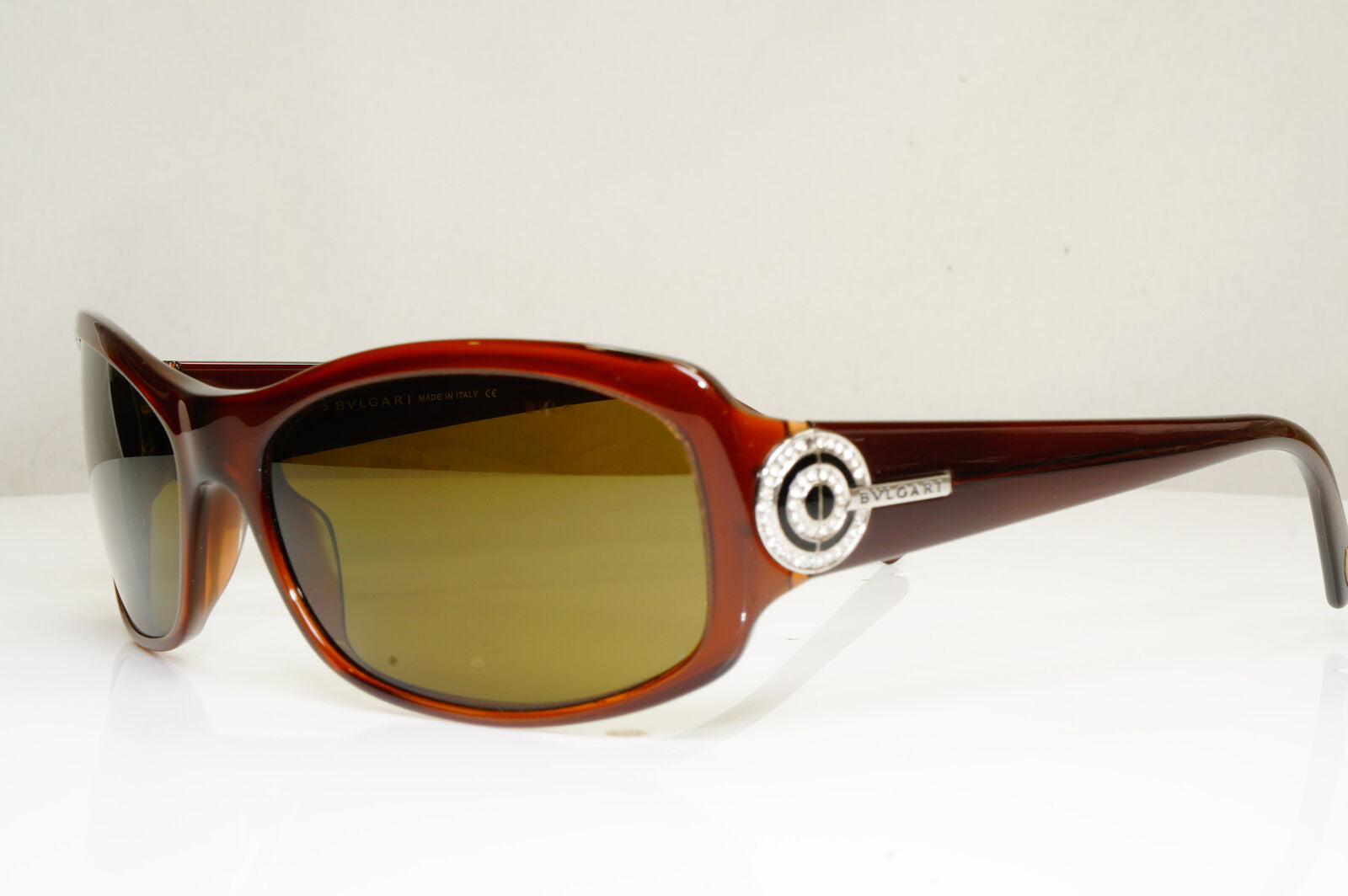 Authentic BVLGARI Mens Womens Sunglasses Brown CRYSTAL 8003 825/73 29225