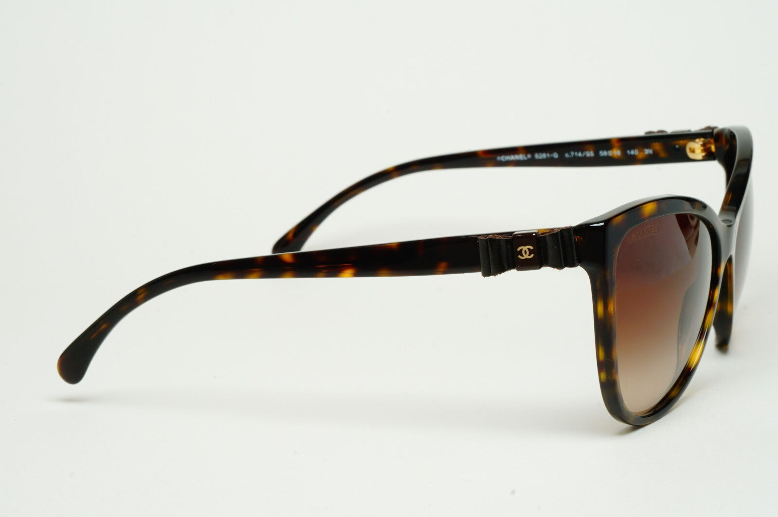 Chanel Sunglasses Leather Bow Brown Tortoise Cat Eye 5281-Q c.714/S5 070325