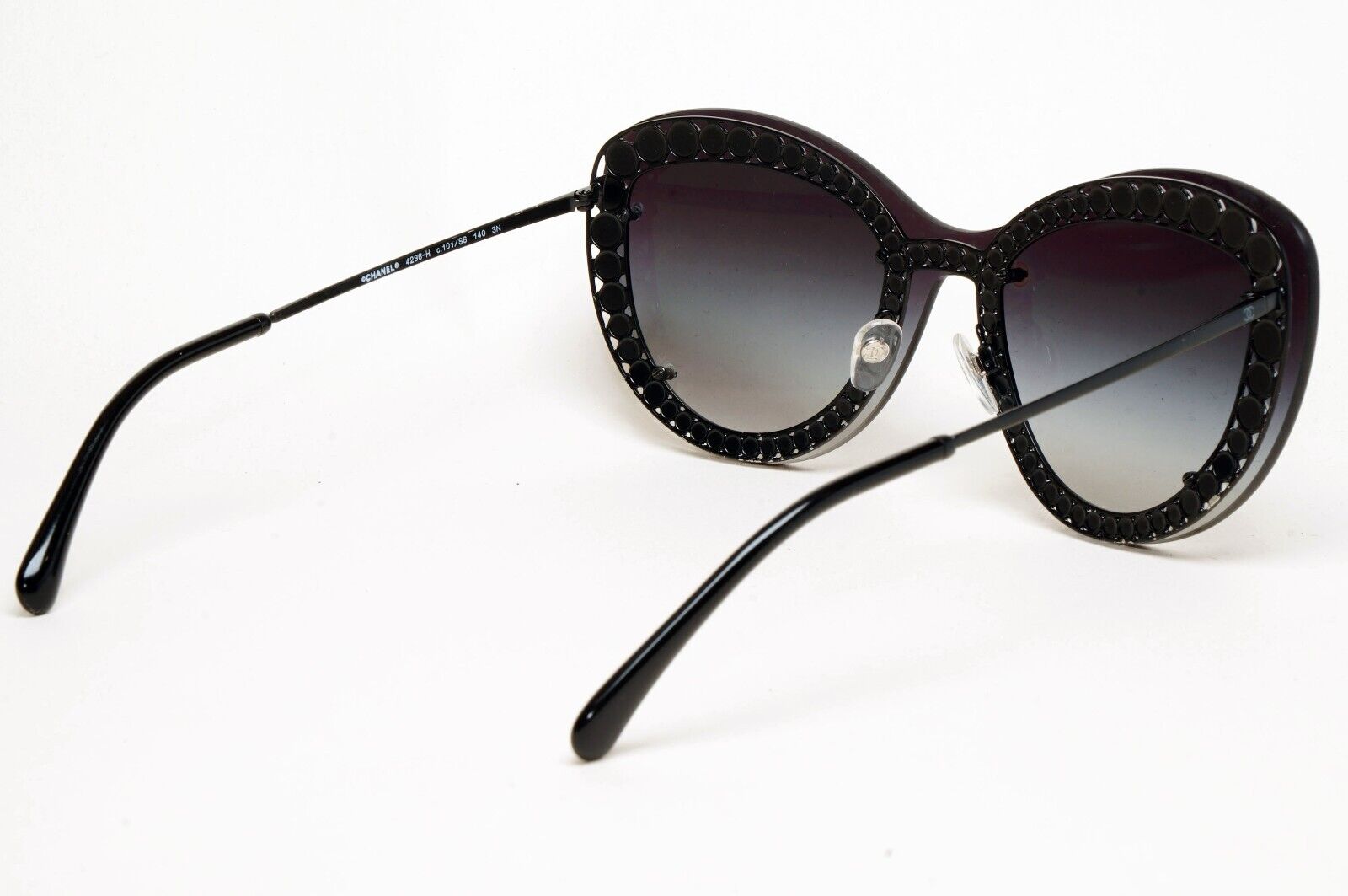 Chanel Sunglasses Pearl Black Grey Smoke Shield Visor 4236-H c.101/S6 261124