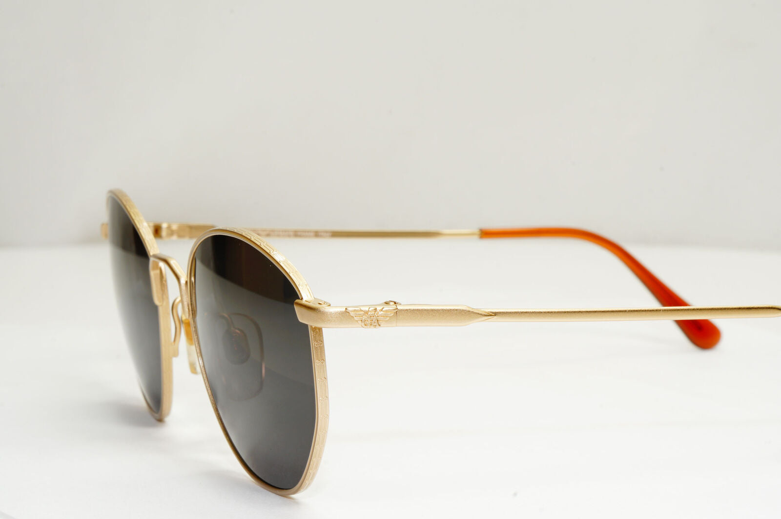 Emporio Armani Sunglasses 1997 Vintage Gold Black Metal Round 031 703 48mm C