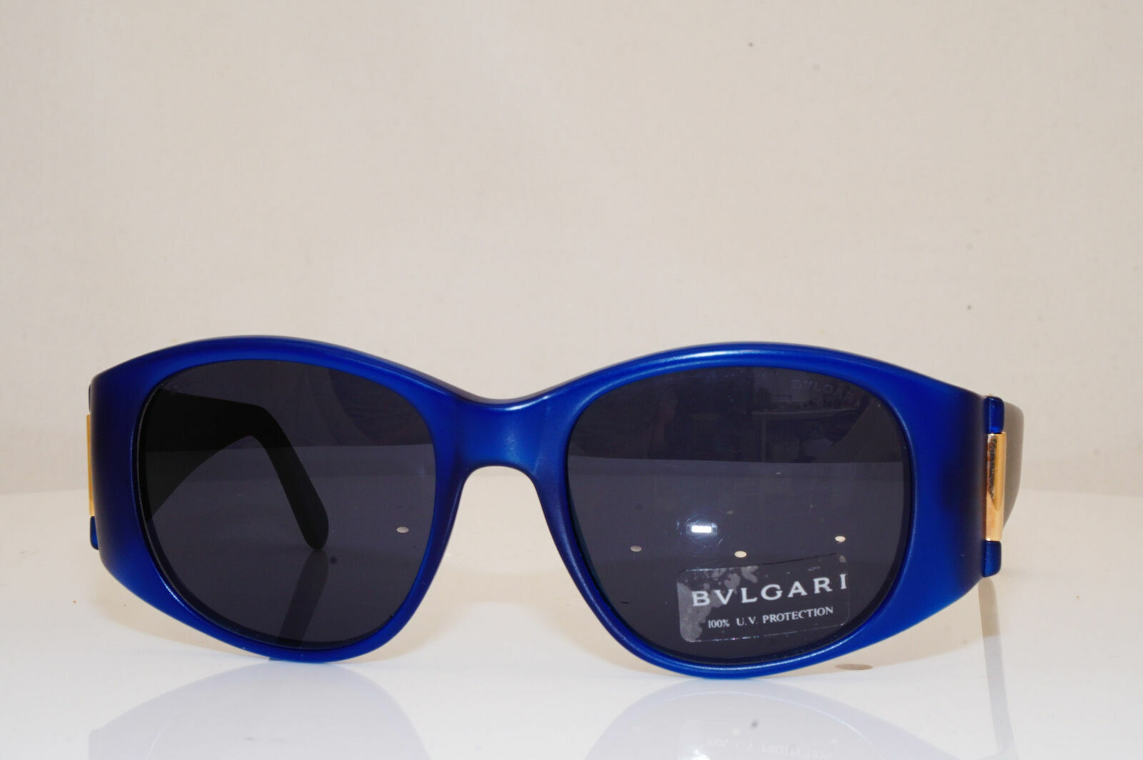 Authentic BVLGARI Mens Womens Vintage Sunglasses Blue Square GOLD 802 905 26247
