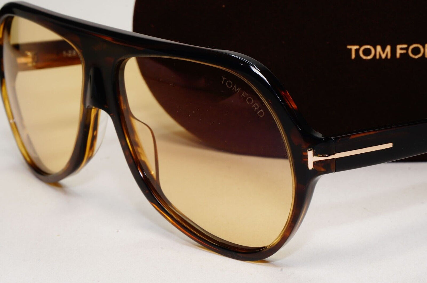 Tom Ford Sunglasses Thomas Brown Yellow Gold Pilot Navigator FT0732 TF 732 56N
