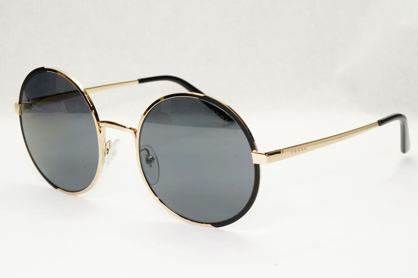 Prada Sunglasses Polarized Black Gold Grey Round Metal PR59XS SPR 59X QE3-5Z1