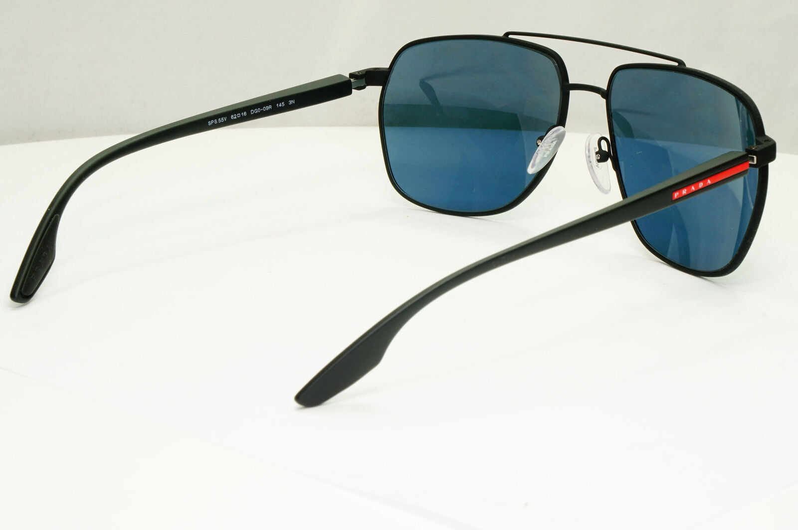 Prada Tuning Blue Sunglasses Black Red Stripe Pilot PS55VS SPS 55V DG0-09R
