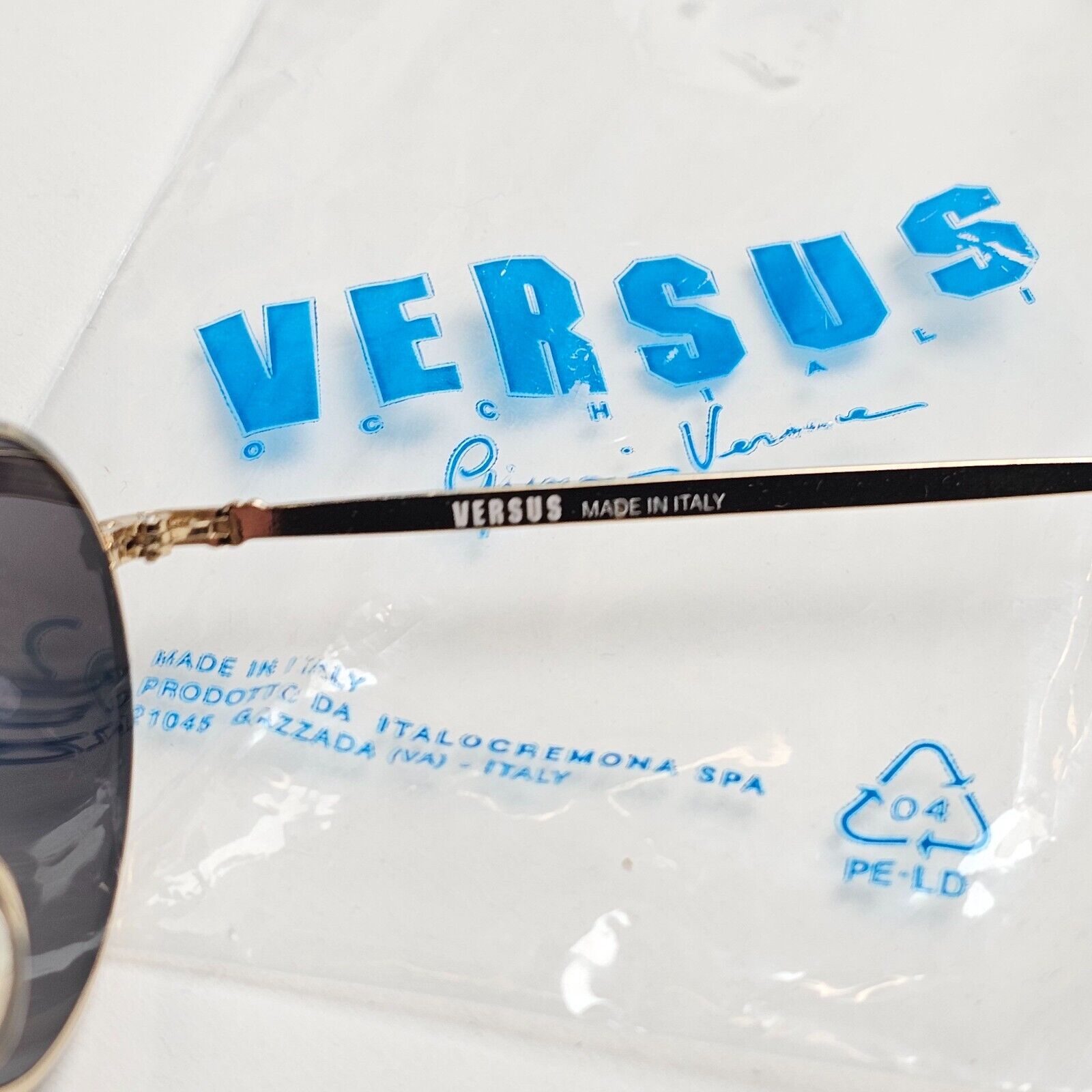 Versus Sunglasses 1996 by Gianni Versace Vintage Round Black MOD E74 COL 59M