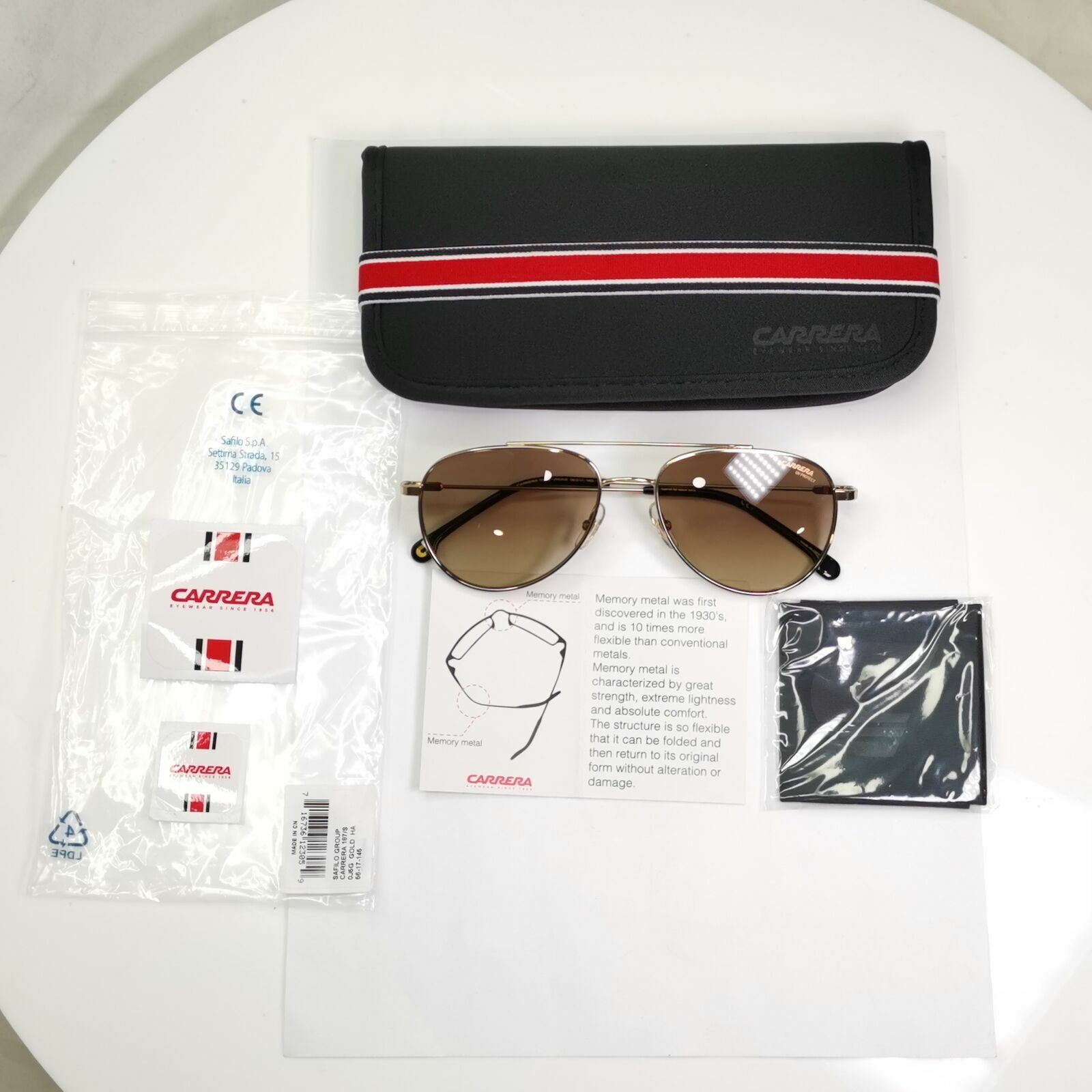 Carrera Gold Sunglasses Pilot Brown Gradient Fade Mens Metal 187 J5GHA 56mm
