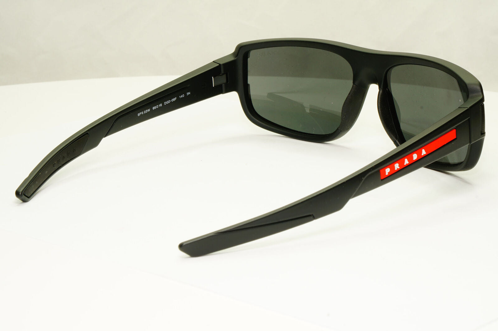Prada Black Sunglasses Mens Designer Red Rectangle SPS 03W DG0-06F PS03WS