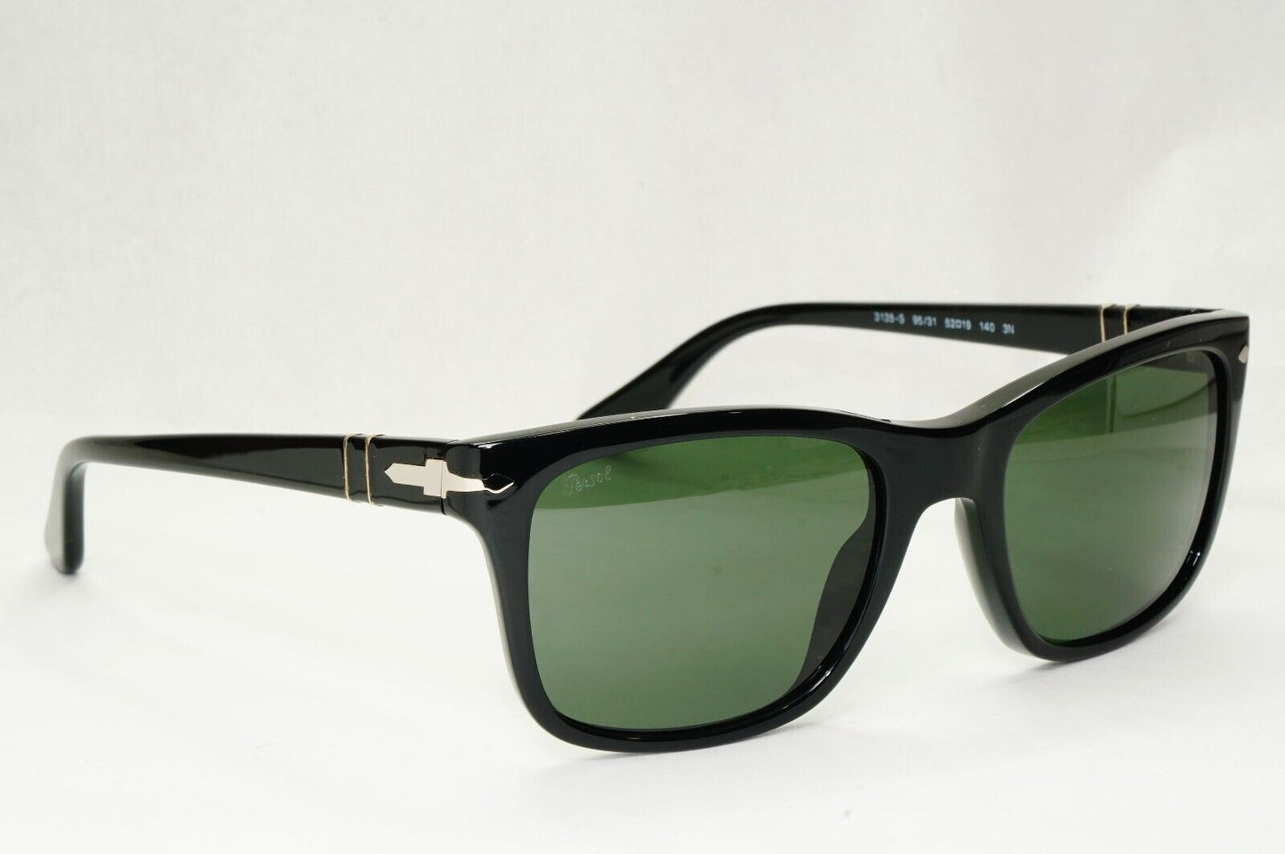 Persol Sunglasses 2015 Black Glossy Square Green Grey 3135-S 95/31 52mm