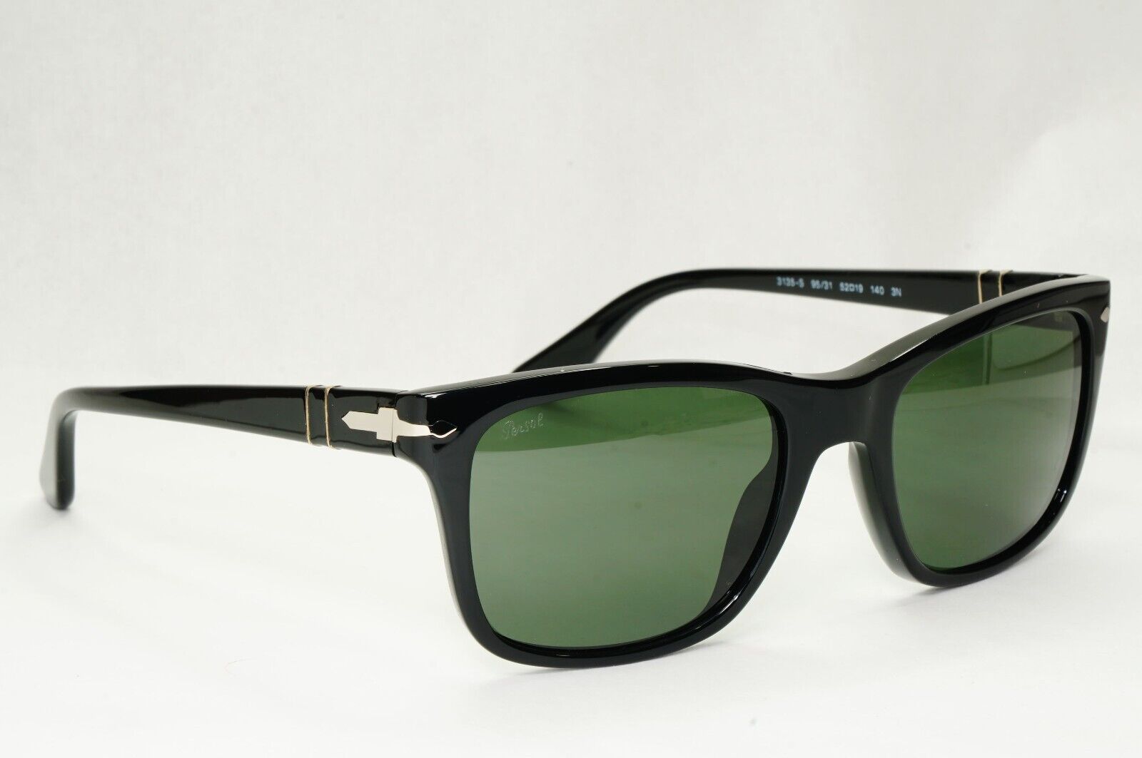 Persol Sunglasses 2015 Black Glossy Square Green Grey 3135-S 95/31 52mm