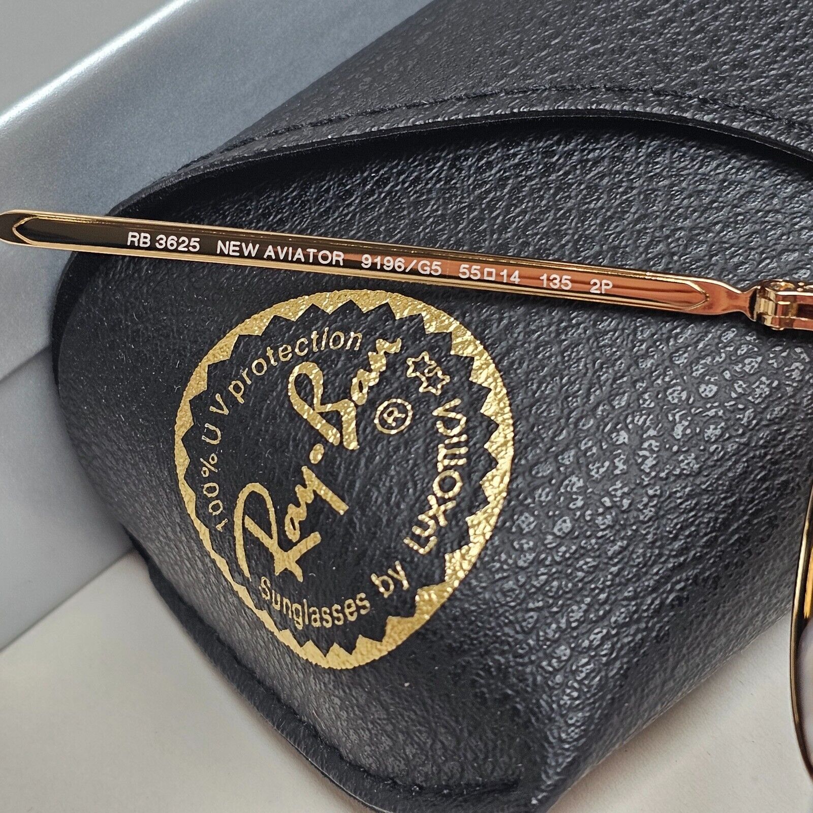Ray-Ban Sunglasses Polarized New Aviator Gold Brown RB 3625 9196/G5 55mm