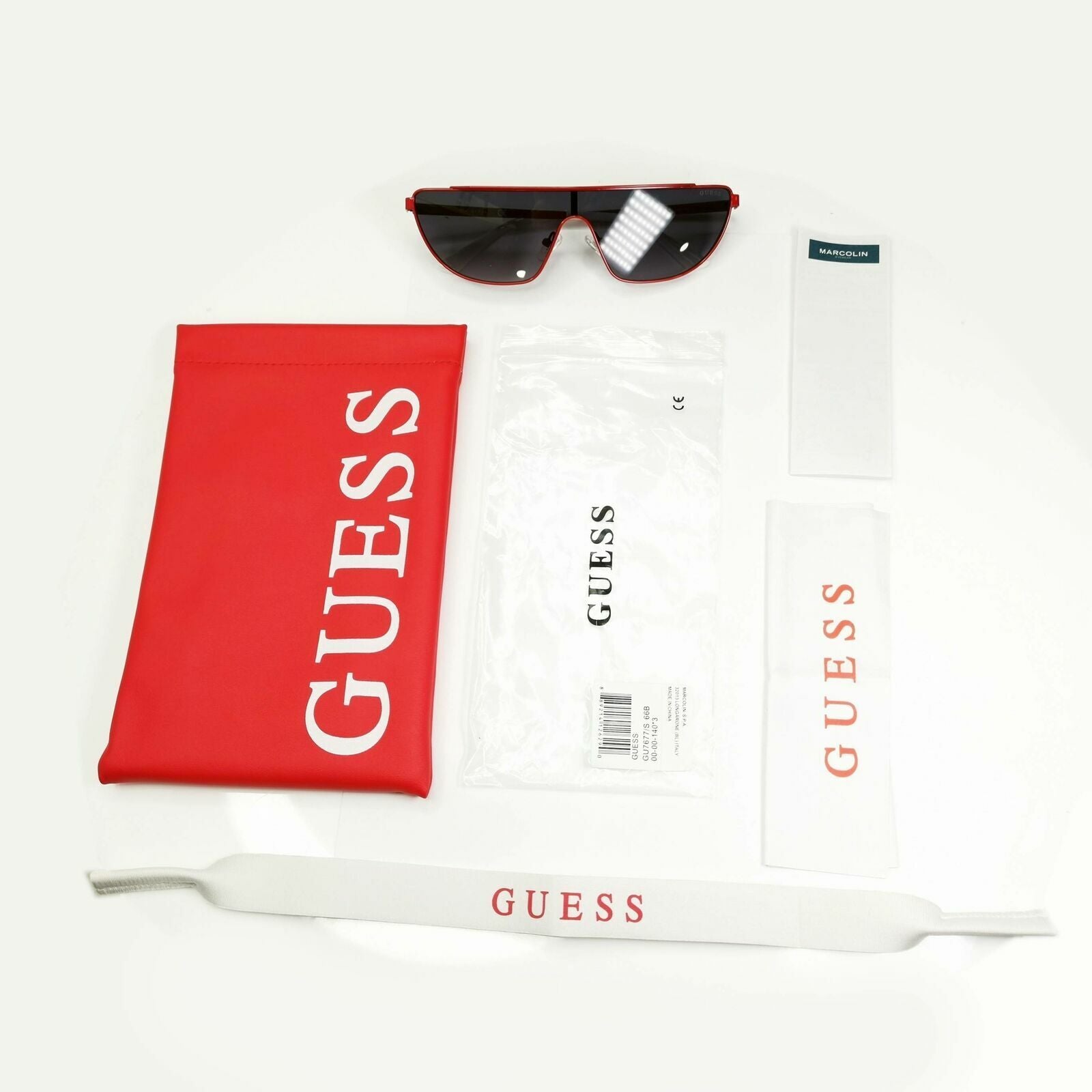 Guess Sunglasses Punk Visor Mens Womens Shield Red Black  GU 7677 66B Blogger