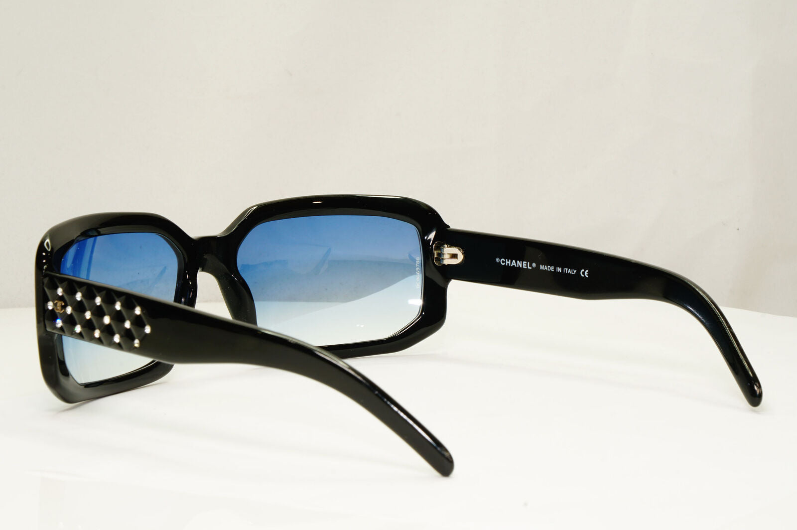 Chanel 2008 Vintage Sunglasses Black Blue Crystal 5063-B c.501/19 221122