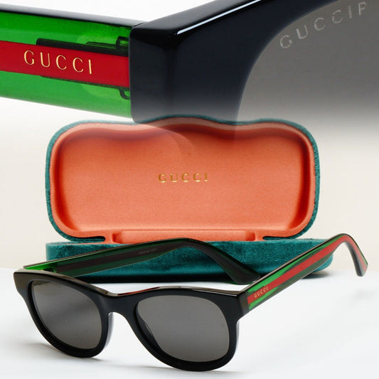 Gucci Sunglasses 2017 Polarized Black Green Red GG0003S 006 52mm 120125