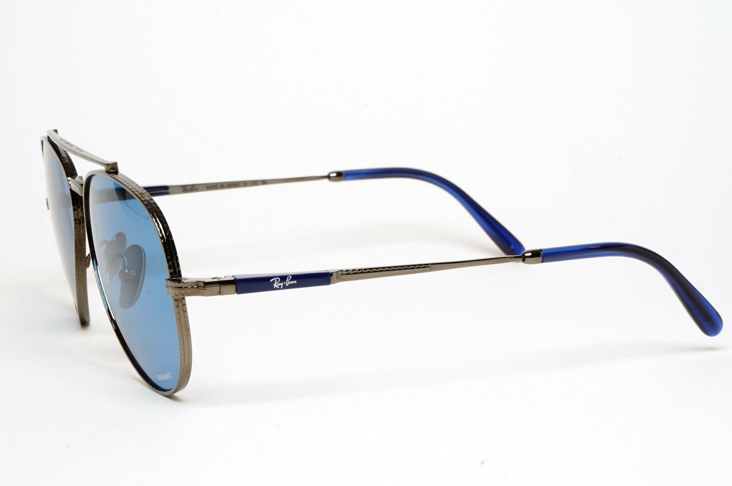 Ray-Ban Sunglasses Aviator Titanium Polarised Gunmetal Blue RB 8225 3142/S2 58mm