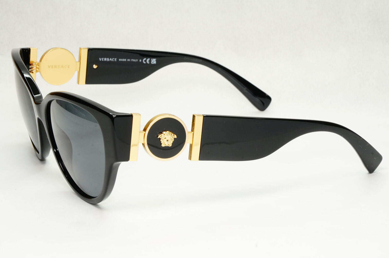 Versace Sunglasses Black Gold Medusa Full Rim Cat Eye Womens MOD VE 4368 GB1/87
