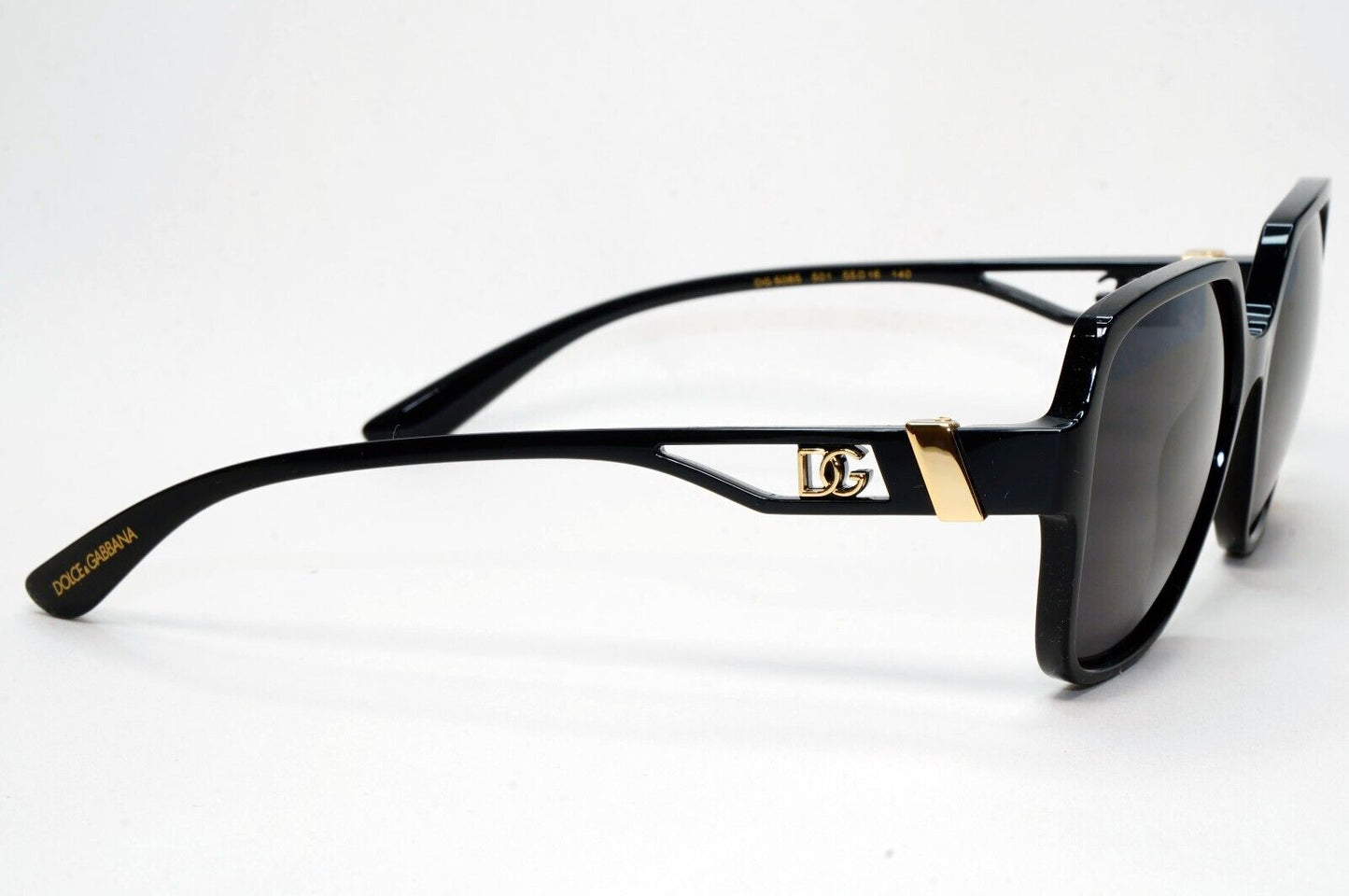 Dolce & Gabbana Black Gold Square Glossy Womens Sunglasses DG 5065 501 55mm