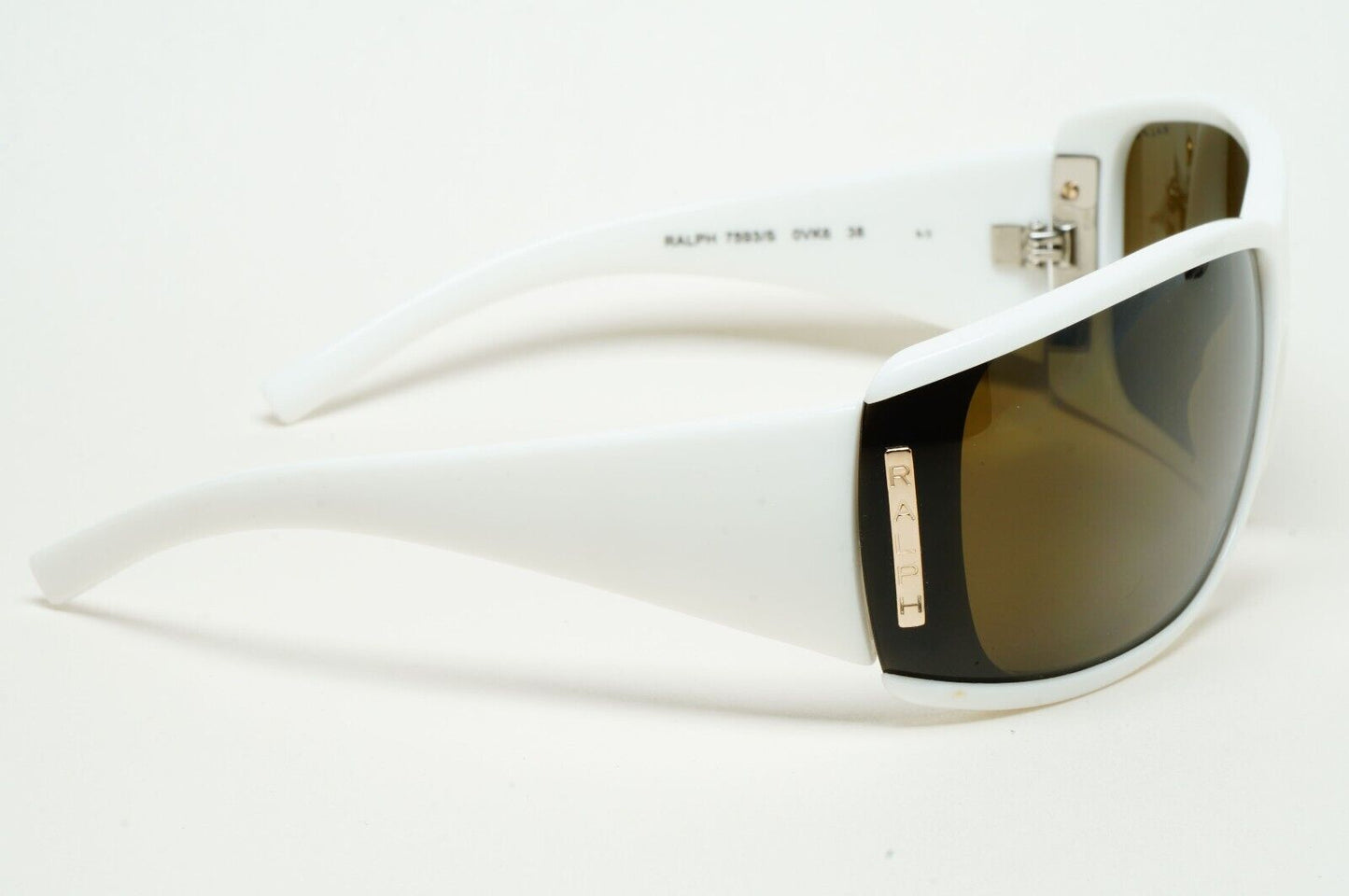 Ralph Lauren Sunglasses 2006 Vintage White Brown Wrap Unisex 7593/S 0VK6 211124