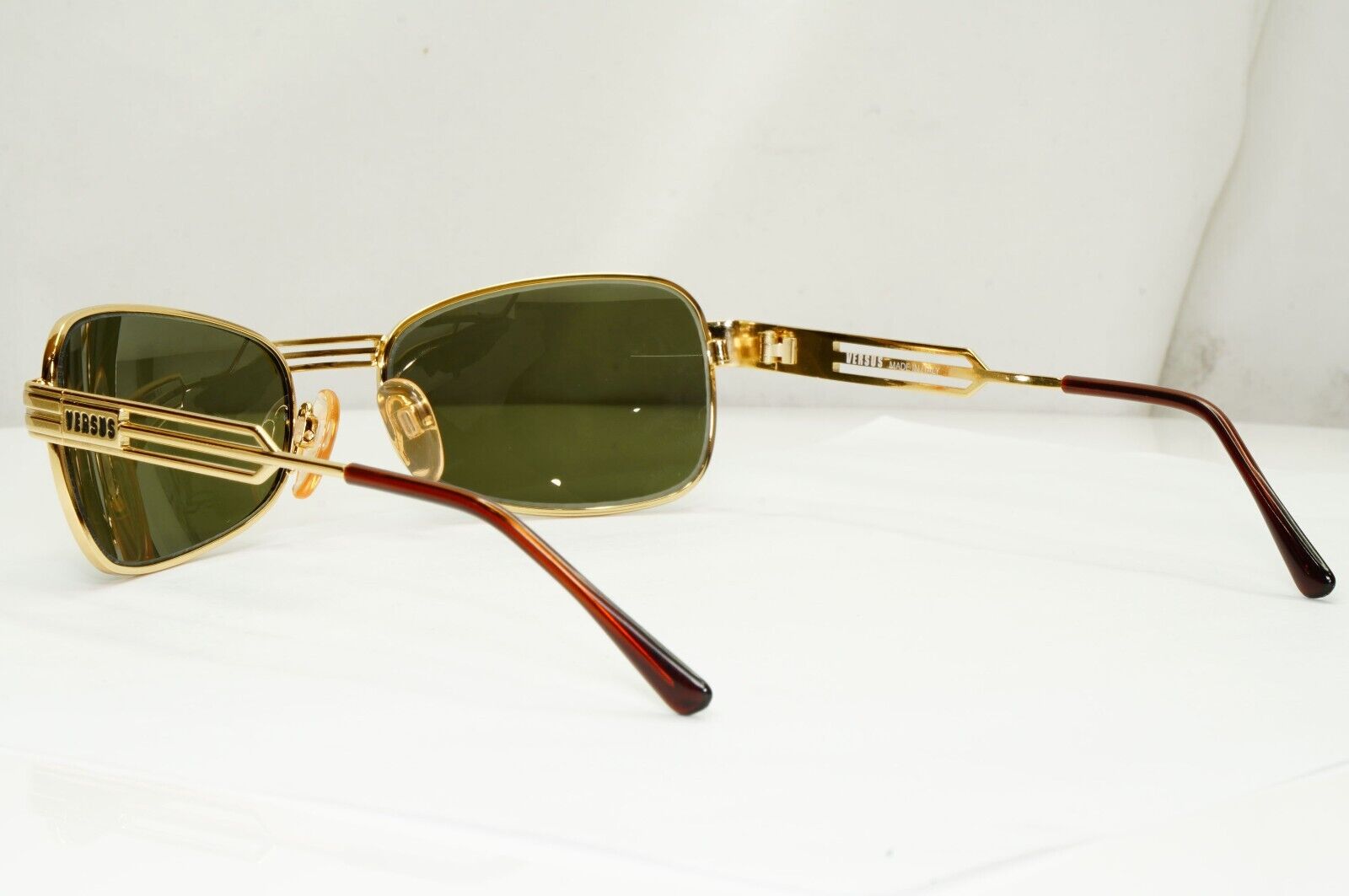 Versus 1996 by Gianni Versace Vintage Gold Green Sunglasses MOD F33 COL 030