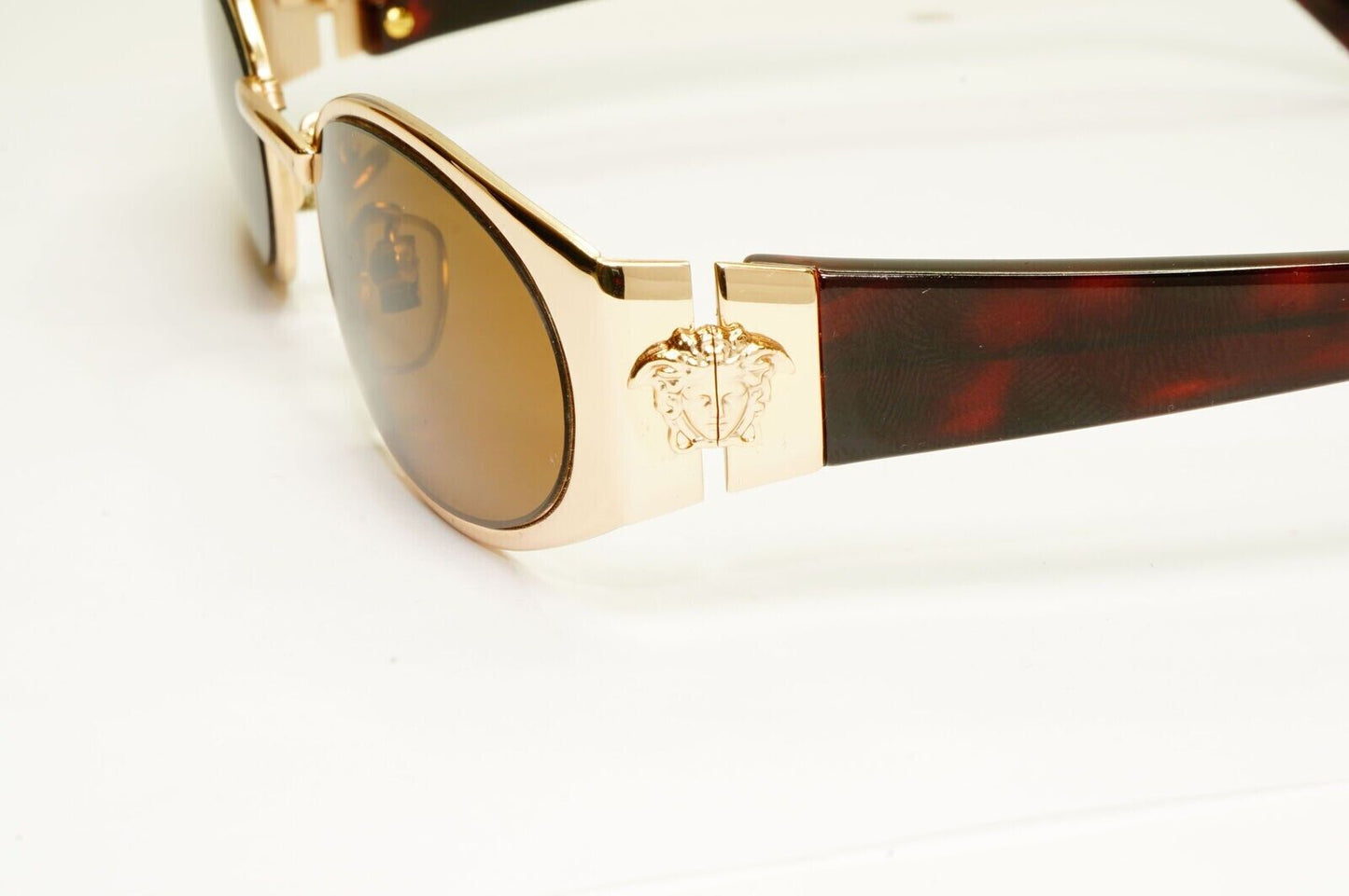 Gianni Versace 1996 Vintage Gold Brown Medusa Metal Sunglasses MOD X30 COL 030