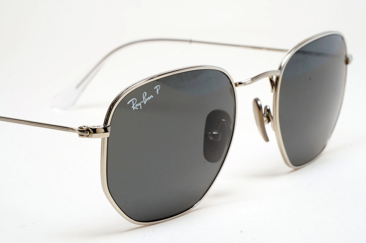 Ray-Ban Sunglasses Hexagonal Titanium Polarised Silver Black RB 8148 9209/48 51m