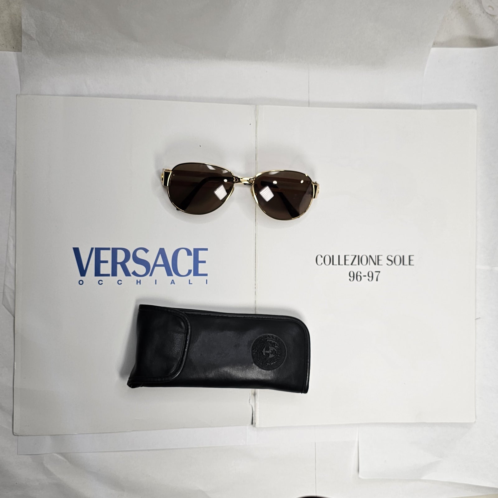 Gianni Versace Sunglasses 1996 Vintage Gold Medusa Pilot MOD S56 COL 030 060324