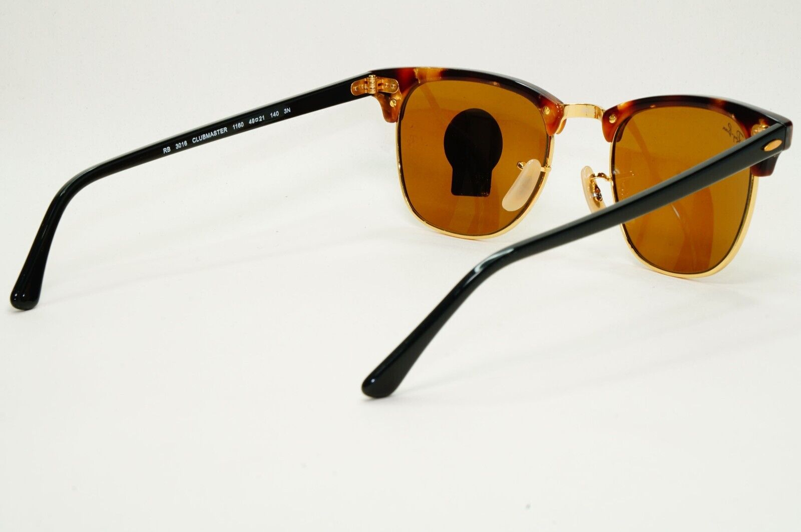 Ray-Ban Sunglasses Clubmaster Fleck Havana Brown Black Gold RB 3016 1160 49mm