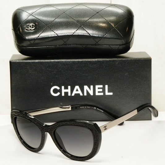Chanel Sunglasses Stringray Leather Exotic Polarised Black 6046 501/S8 26987