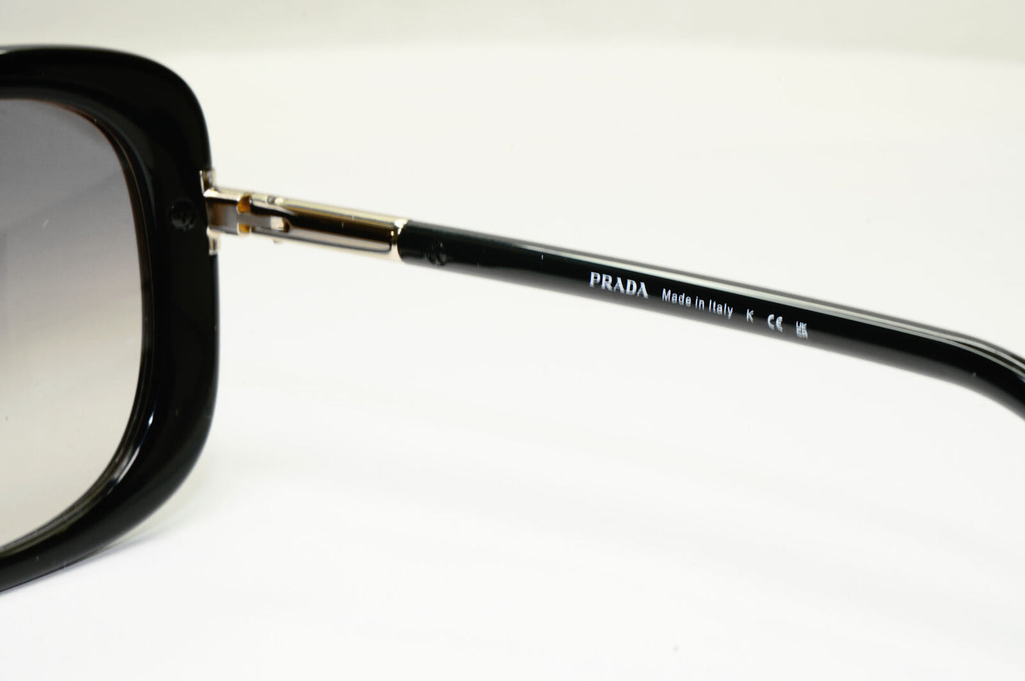 Prada Sunglasses Black Gold Square Grey Gradient 53mm PR04WS SPR 04W 1AB-0A7