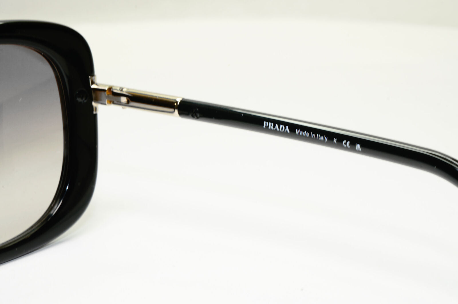 Prada Sunglasses Black Gold Square Grey Gradient 53mm PR04WS SPR 04W 1AB-0A7