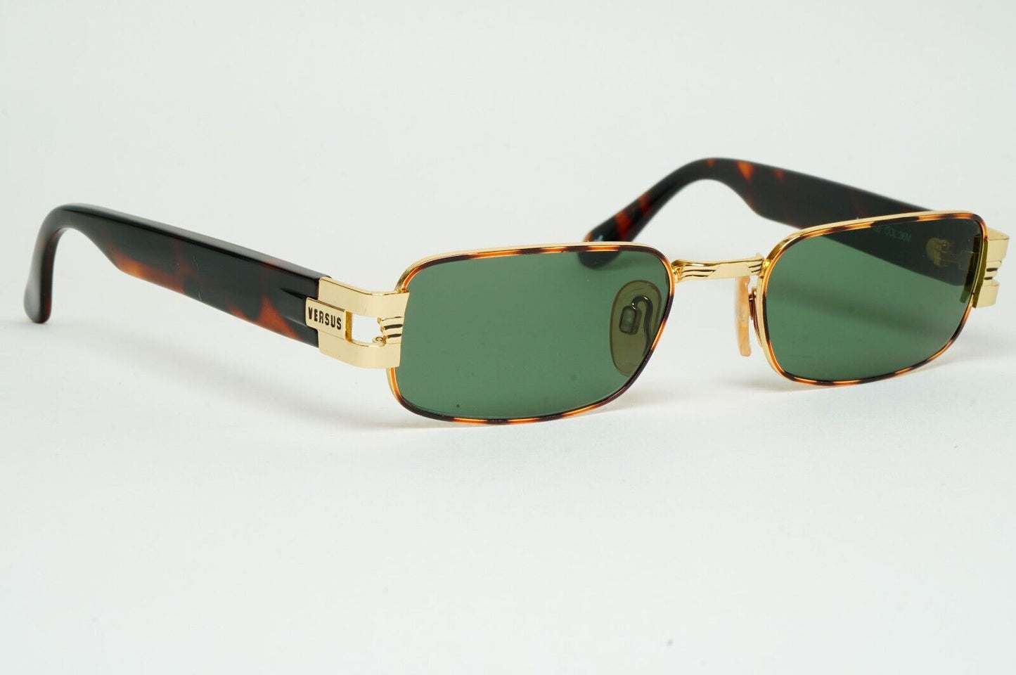 Versus Sunglasses 1996 by Gianni Versace Vintage Gold Rectangle MOD F32 COL 36M