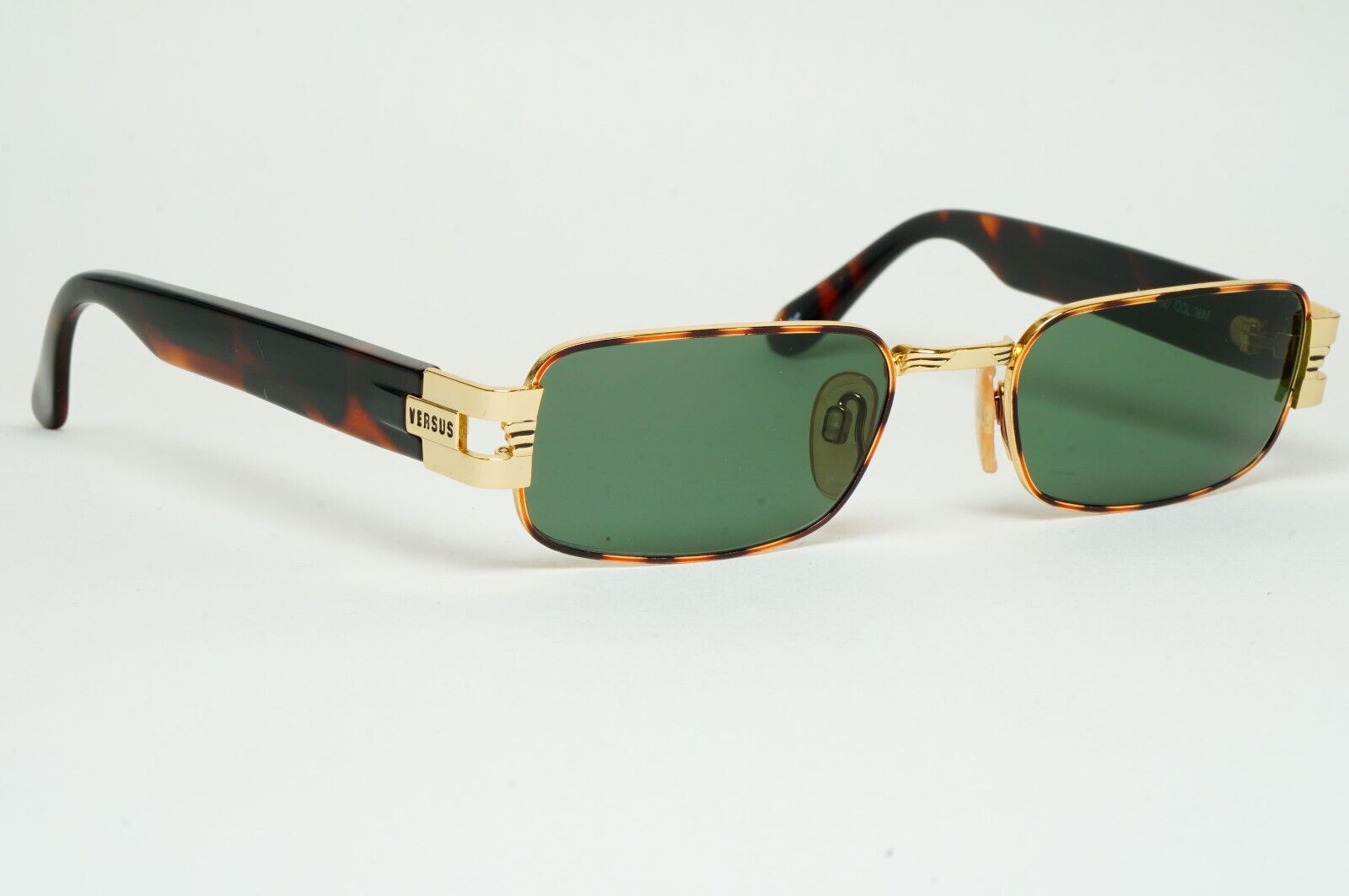 Versus Sunglasses 1996 by Gianni Versace Vintage Gold Rectangle MOD F32 COL 36M