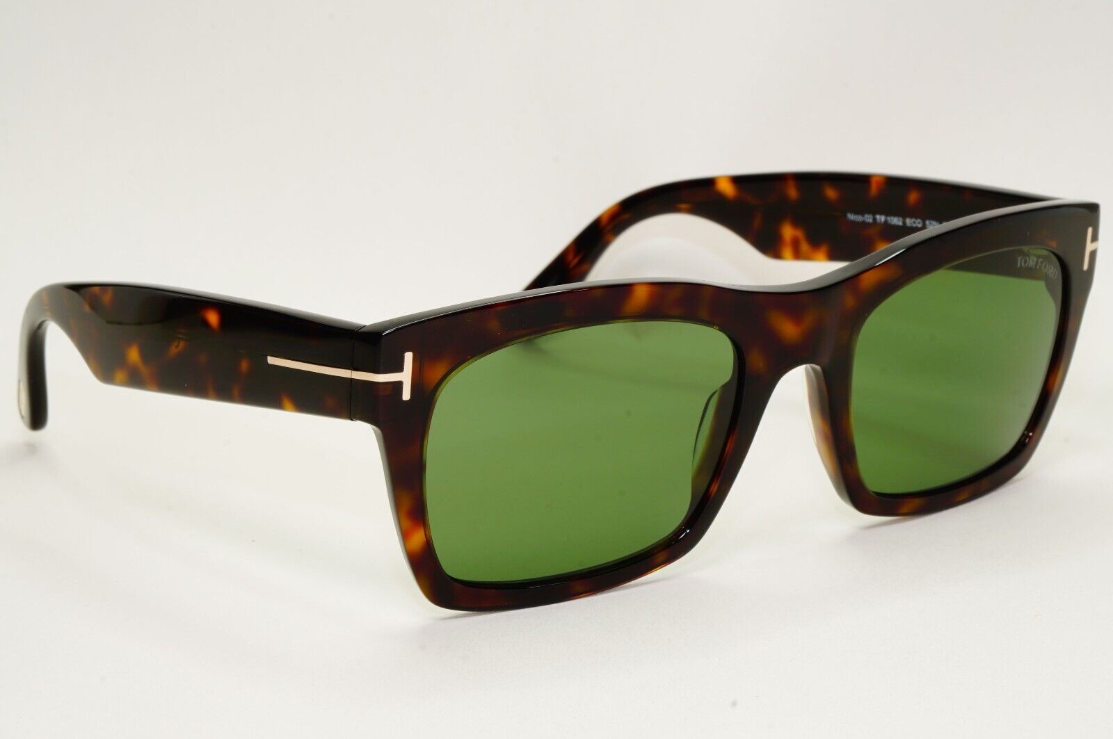 Tom Ford Sunglasses Nico-02 Brown Dark Tortoise Green Square FT1062 TF 1062 52N