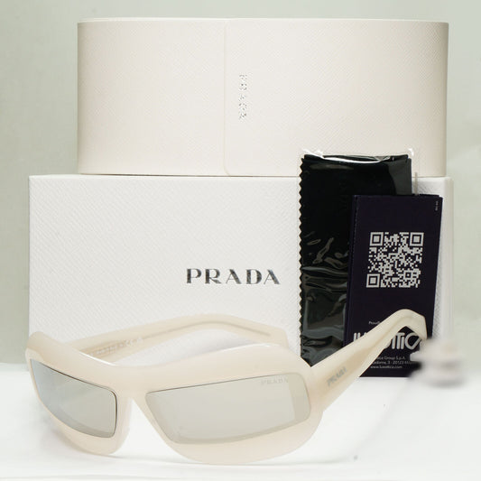 Prada Sunglasses Opal Nude White Silver Mirror Wrap PR30YS SPR 30Y 13D-2B0