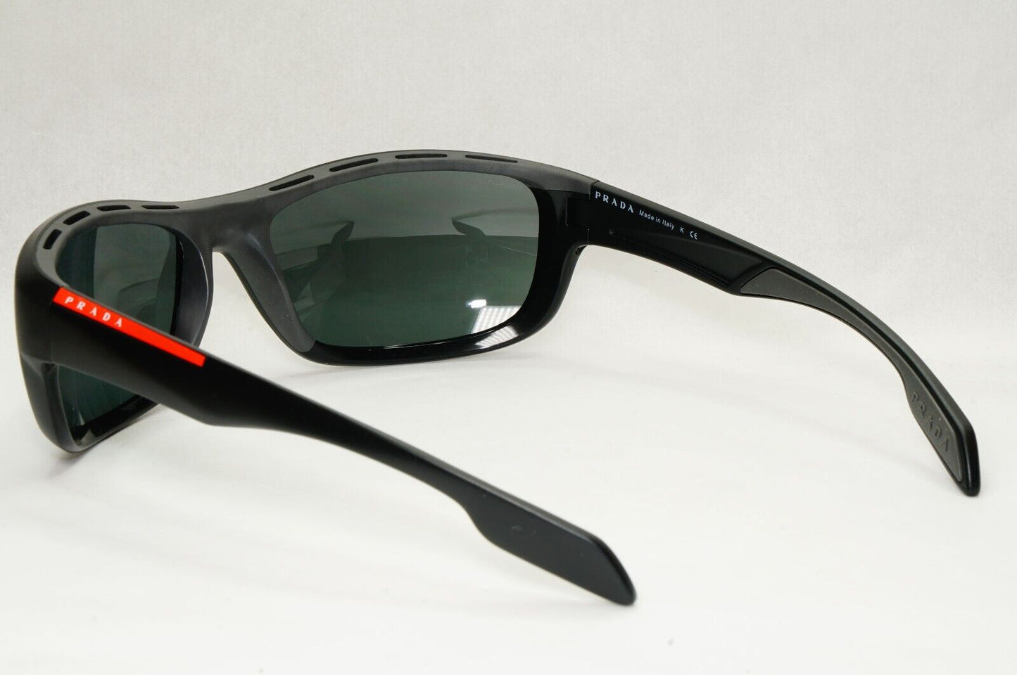 Prada Sunglasses Black Wrap Linea Rossa Red Stripe PS04NS SPS 04N 1BO-1A1 65mm