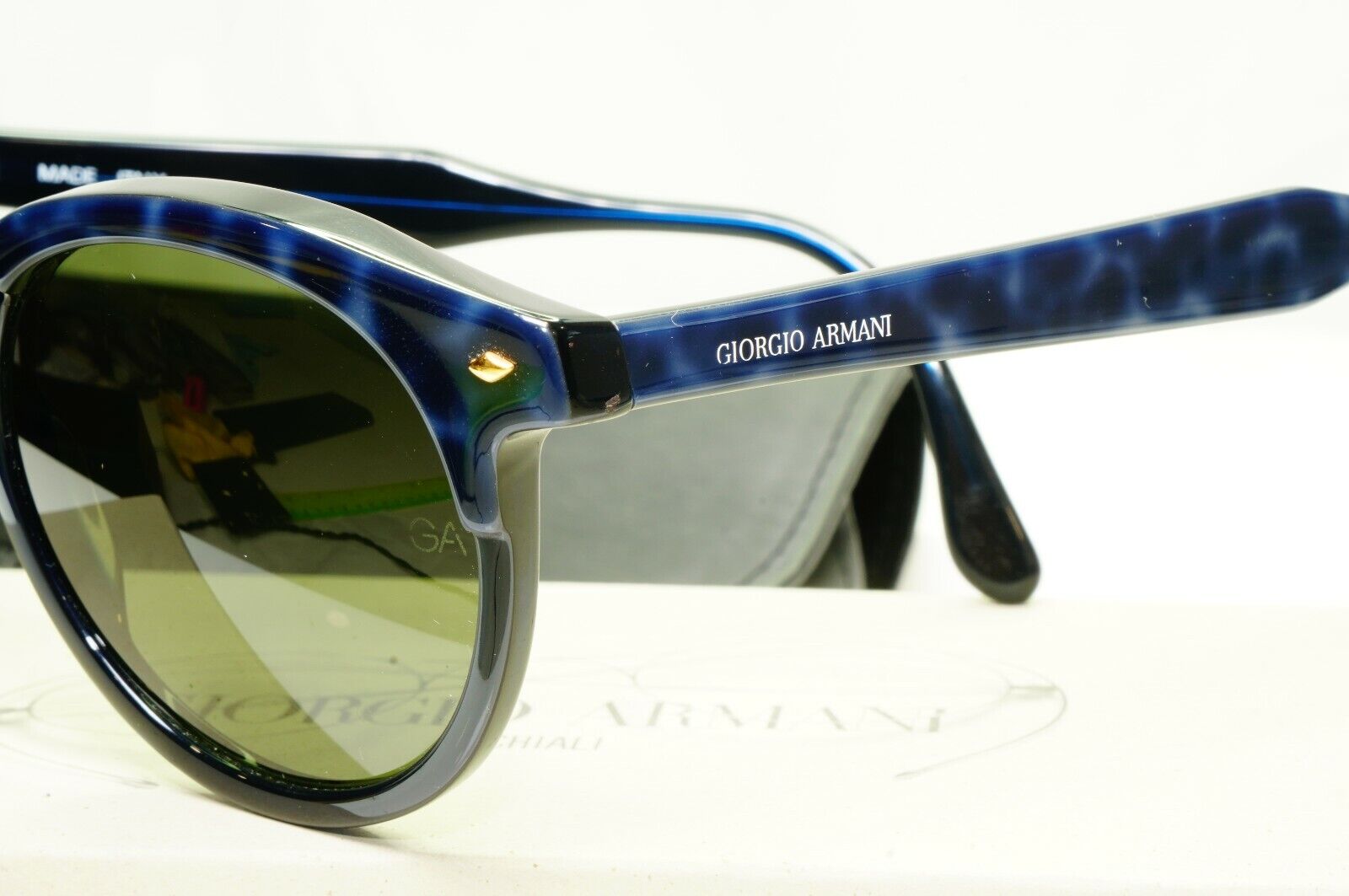 Giorgio Armani 1997 Vintage Blue Green Retro Havana Sunglasses Mens 901 025