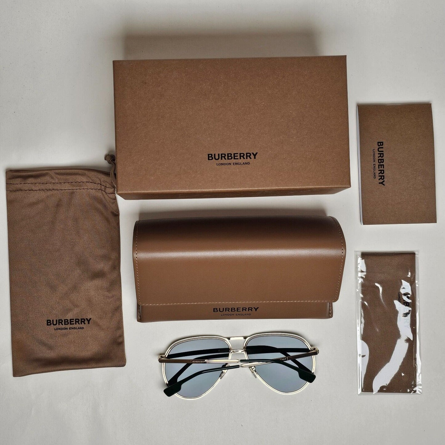 Burberry Sunglasses Scott Light Gold Green Metal Pilot BE 3135 1109/71 59mm