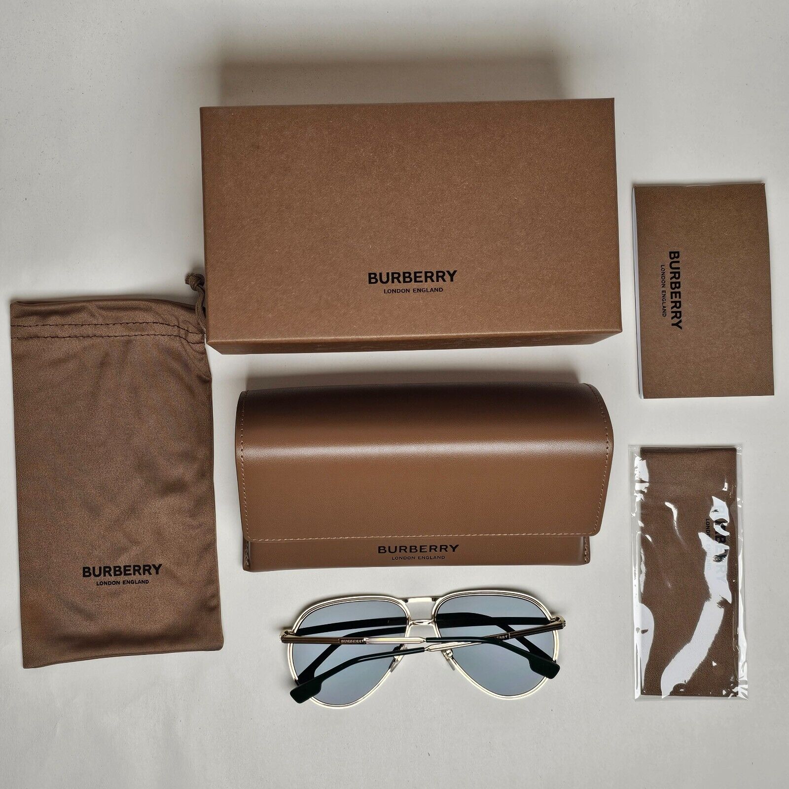 Burberry Sunglasses Scott Light Gold Green Metal Pilot BE 3135 1109/71 59mm