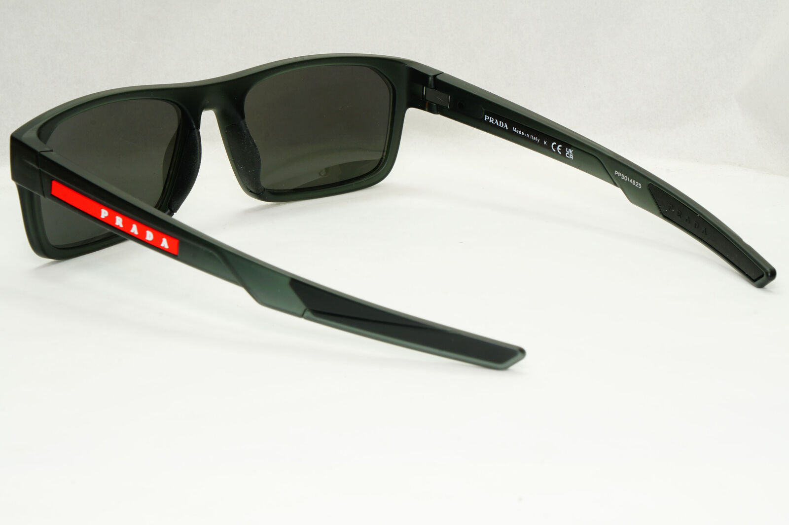 Prada Sunglasses Black Transparent Square Red Stripe PS08OV VPS 08O 13C-1O1 55mm