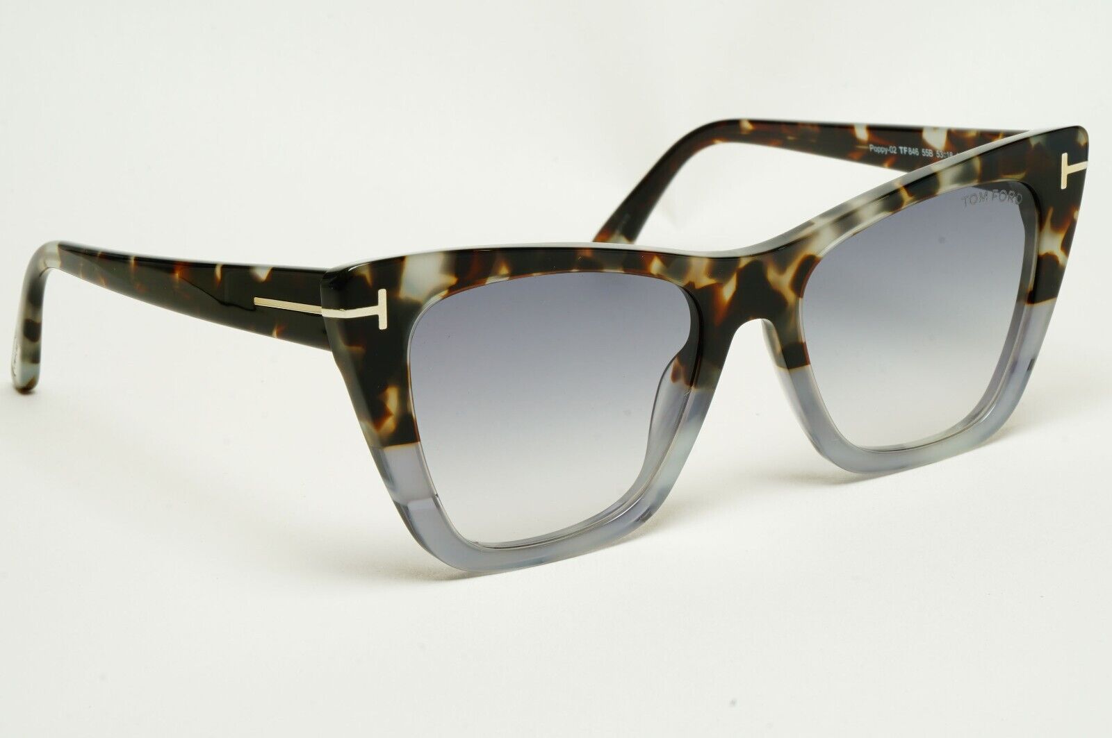 Tom Ford Sunglasses Poppy-02 Brown Grey Gradient Cat Eye FT0846 TF 846 55B