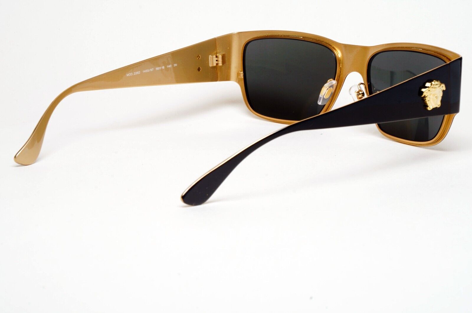 Versace Sunglasses Black Gold Medusa Square Metal MOD VE 2262 1433/87 56mm