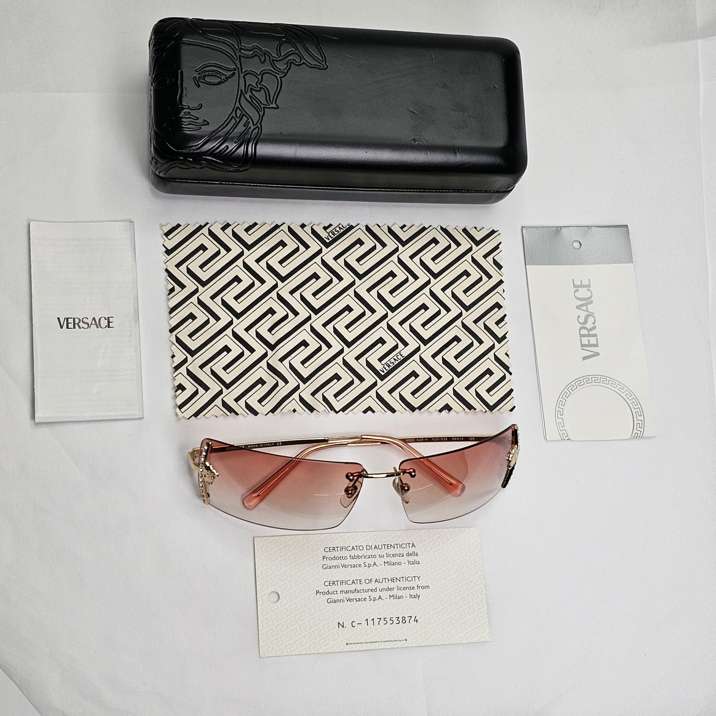 Versace Sunglasses 2004 Vintage Rimless Gold Crystals MOD N29-H N30/536 200124